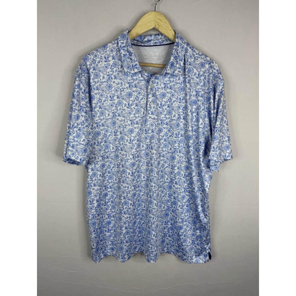 Maelreg Performance Polo Floral Paisley Print Short Sleeve Men’s XL